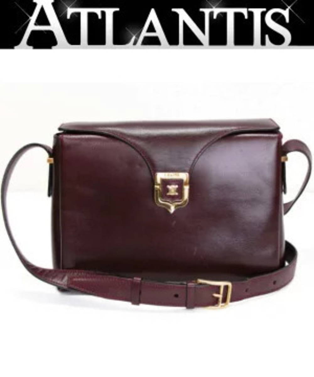 Celine Triomphe Shoulder Bag Leather Bordeaux Purple